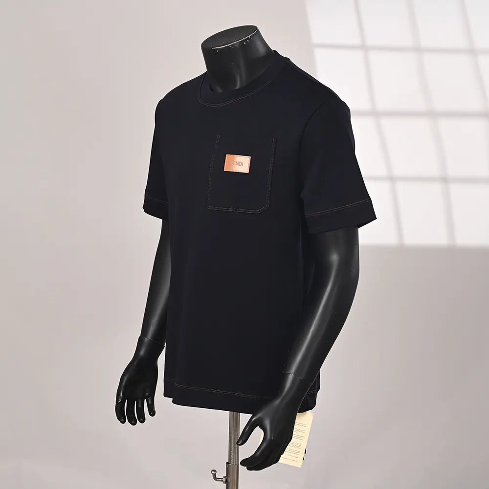 Fendi Men Dark Blue Cotton T-shirt - image 4