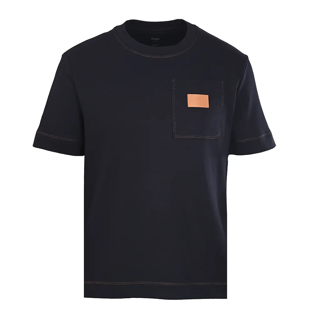Fendi Men Dark Blue Cotton T-shirt - image 5