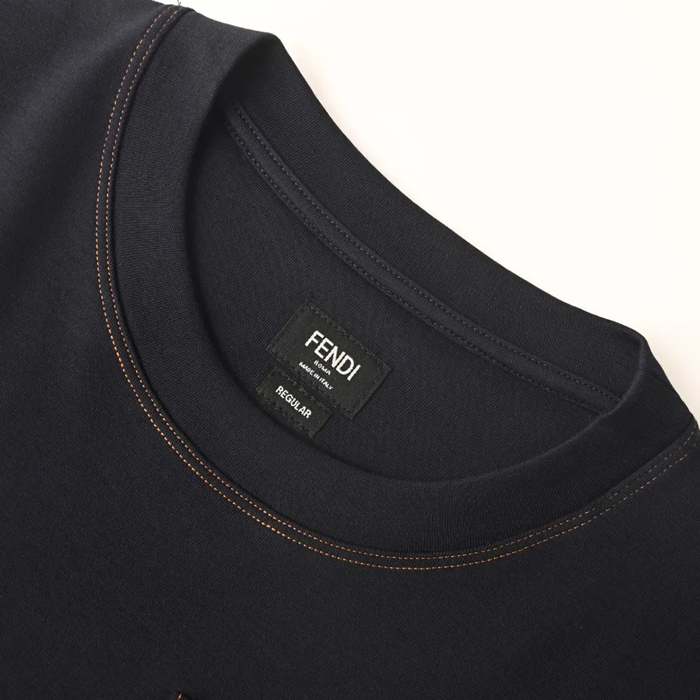Fendi Men Dark Blue Cotton T-shirt - image 8