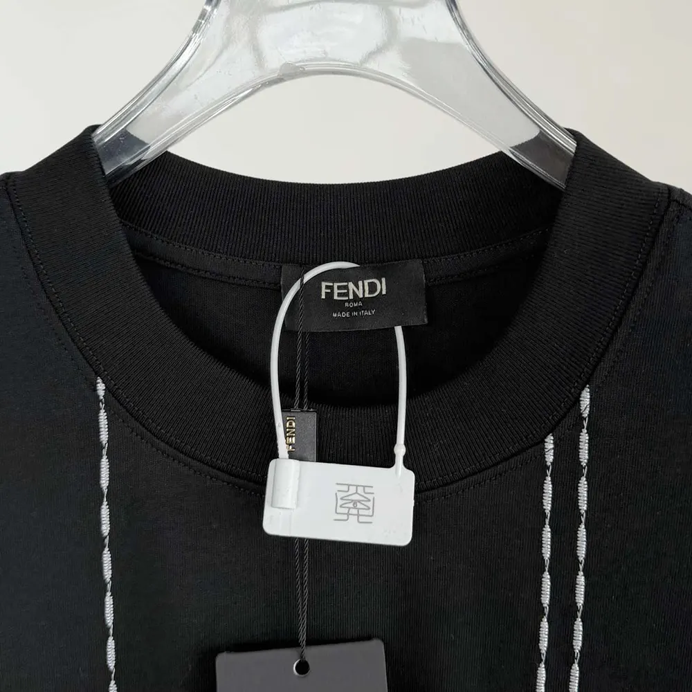 Fendi Men Dark Blue Cotton T-shirt - image 4