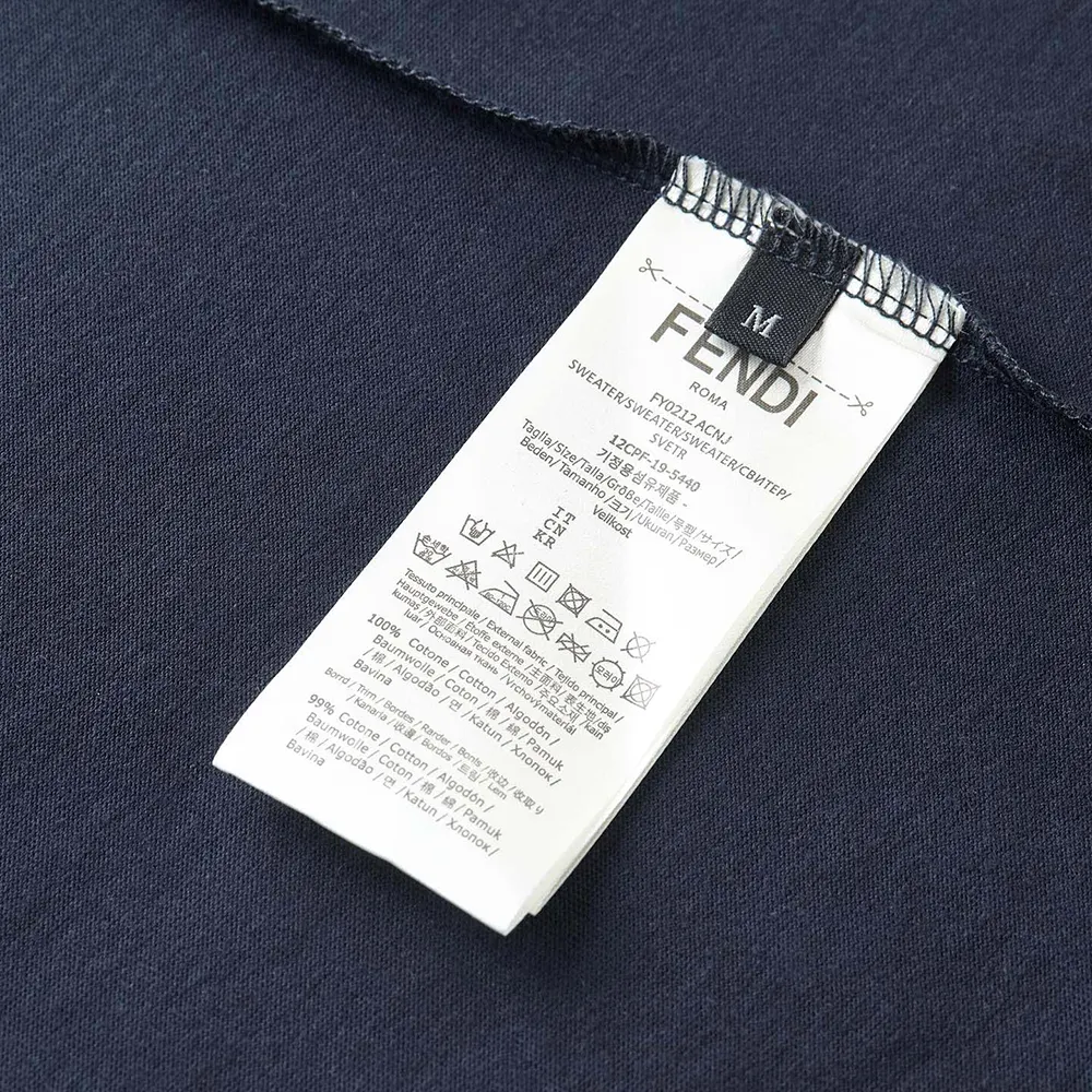 Fendi Men Dark Blue Cotton T-shirt - image 10