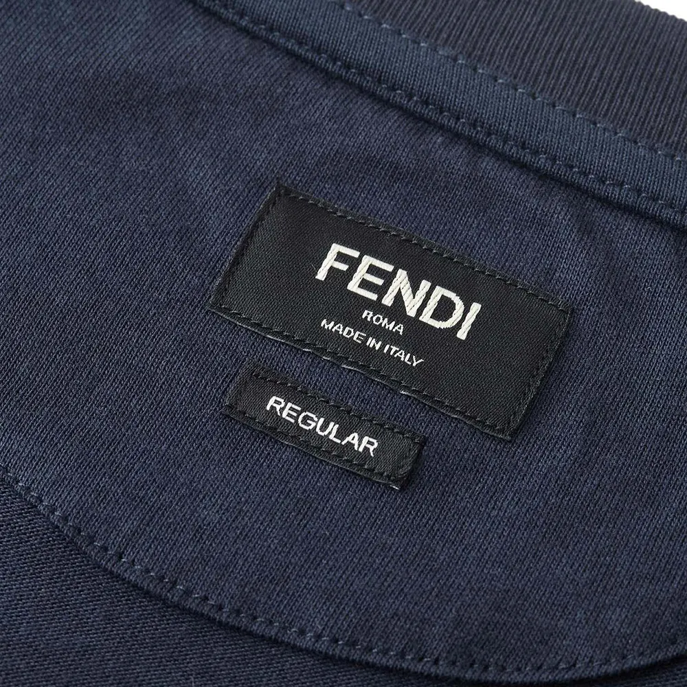 Fendi Men Dark Blue Cotton T-shirt - image 5