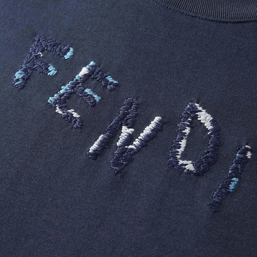 Fendi Men Dark Blue Cotton T-shirt - image 9