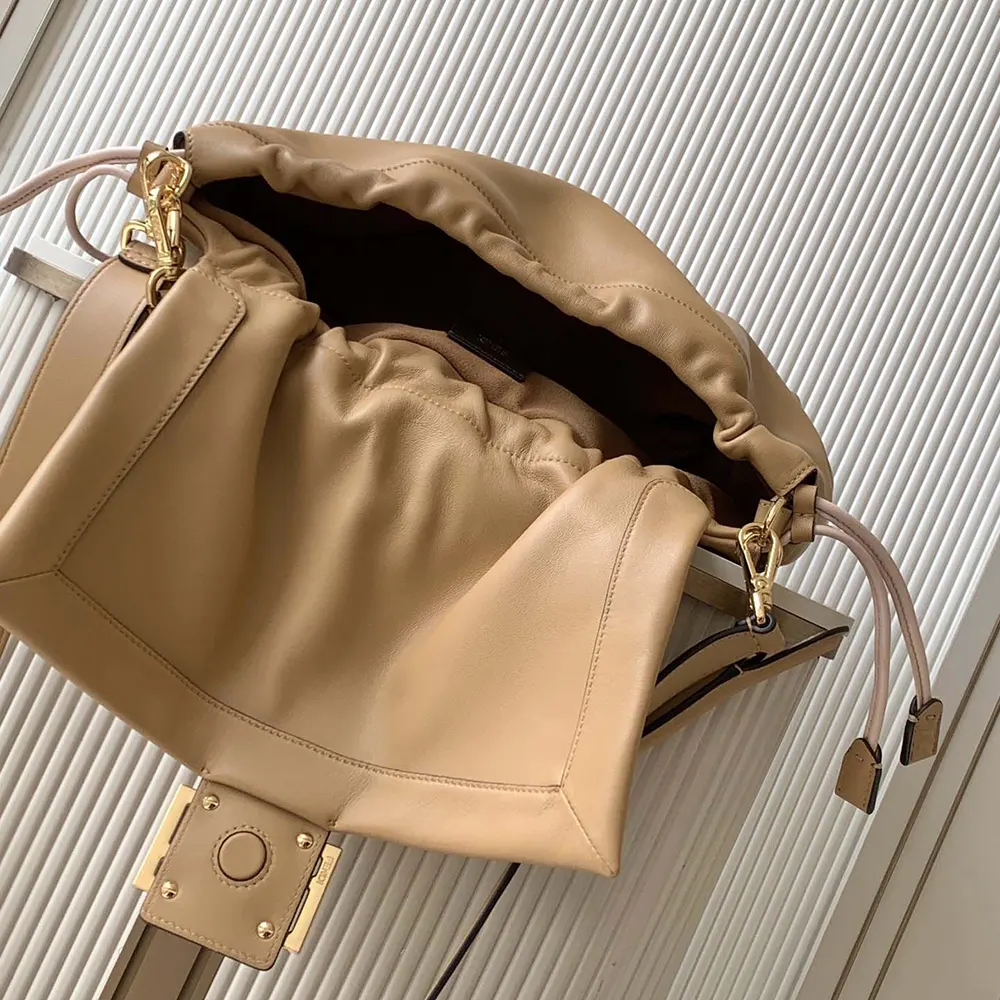 Fendi Women Mamma Baguette Large Cappuccino Nappa Leather Bag - image 6