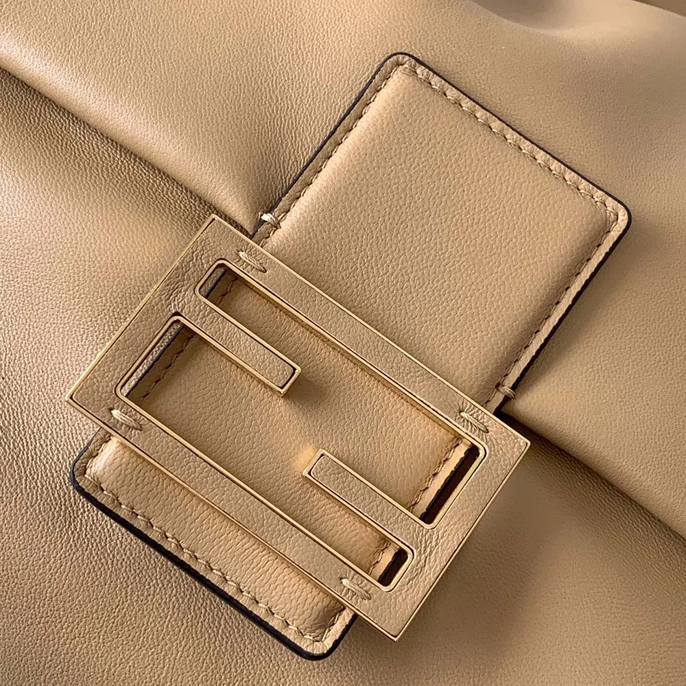 Fendi Women Mamma Baguette Large Cappuccino Nappa Leather Bag - image 8