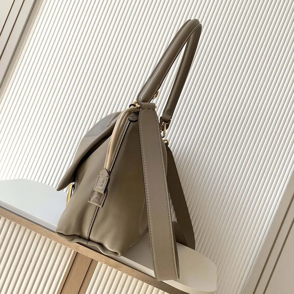 Fendi Women Mamma Baguette Large Dove Gray Nappa Leather Bag - image 4