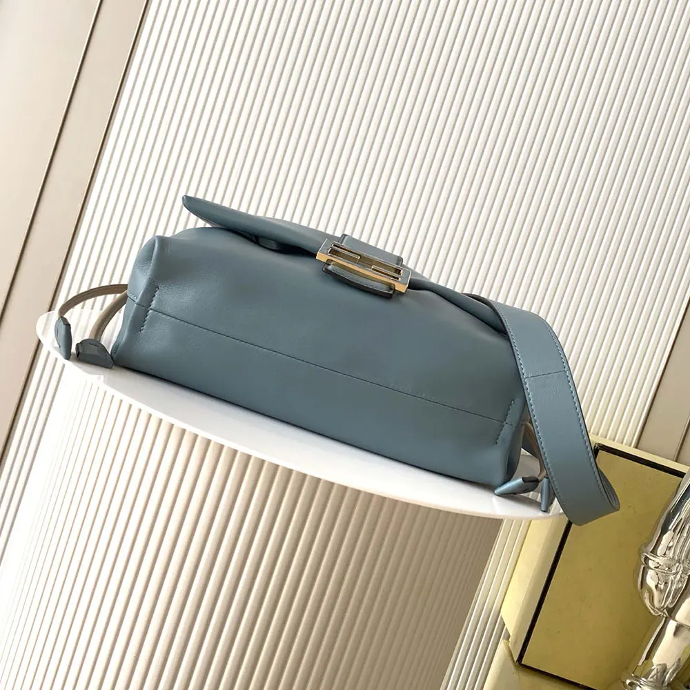 Fendi Women Mamma Baguette Medium Mercury Blue Nappa Leather Bag - image 7
