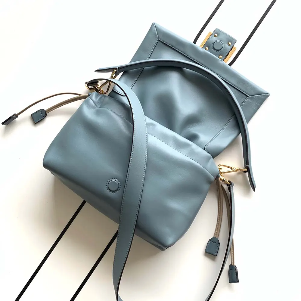 Fendi Women Mamma Baguette Medium Mercury Blue Nappa Leather Bag - image 5