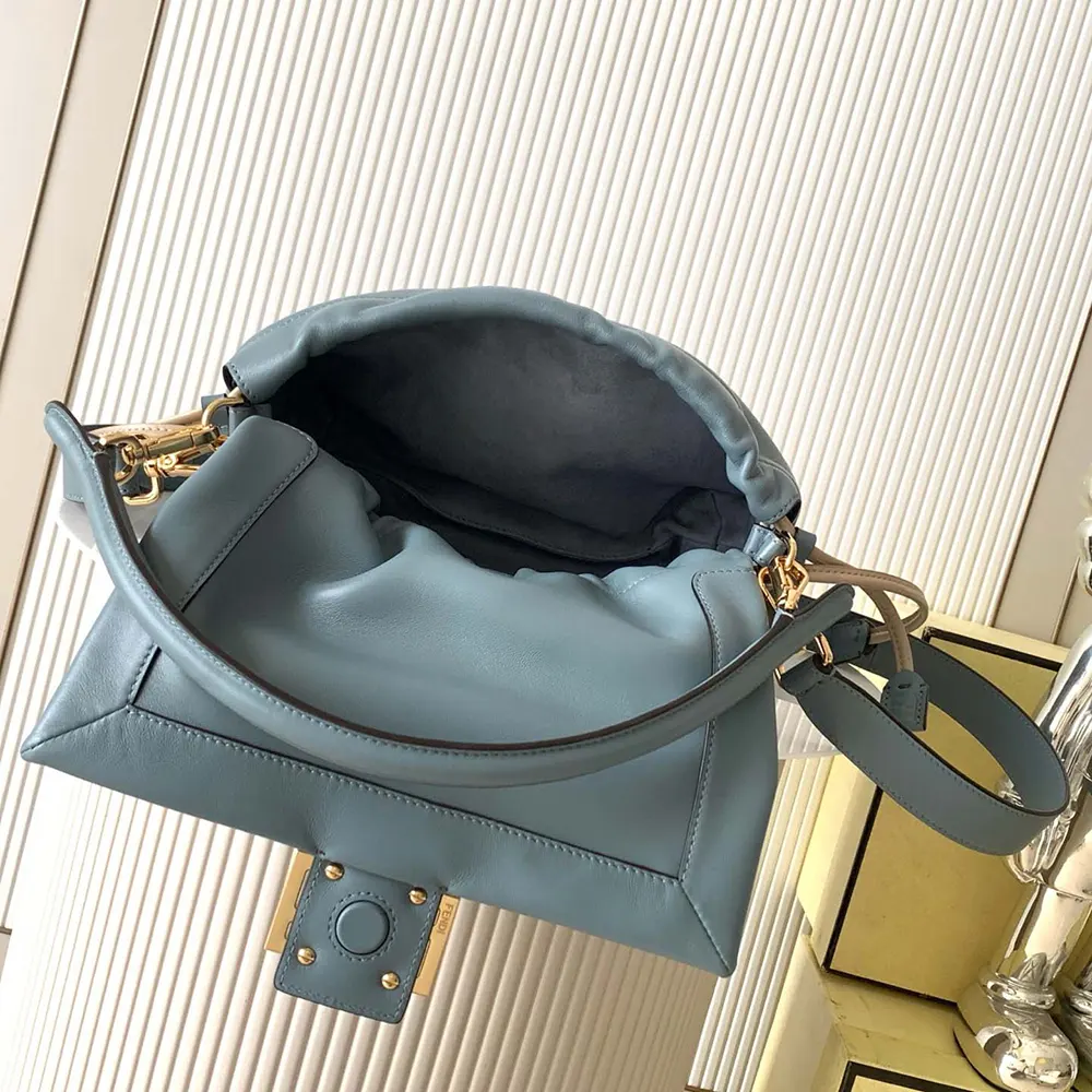 Fendi Women Mamma Baguette Medium Mercury Blue Nappa Leather Bag - image 6