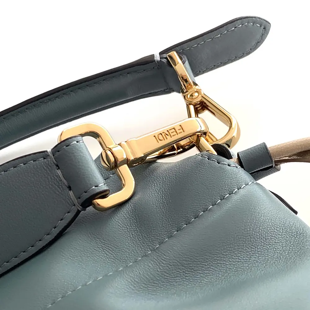 Fendi Women Mamma Baguette Medium Mercury Blue Nappa Leather Bag - image 9