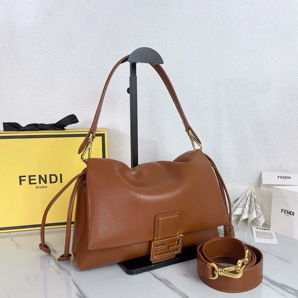 Fendi Women Mamma Baguette Medium Sienna Brown Nappa Leather Bag - image 4
