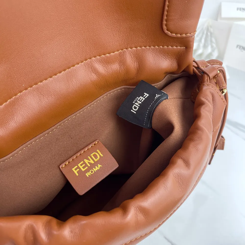 Fendi Women Mamma Baguette Medium Sienna Brown Nappa Leather Bag - image 9