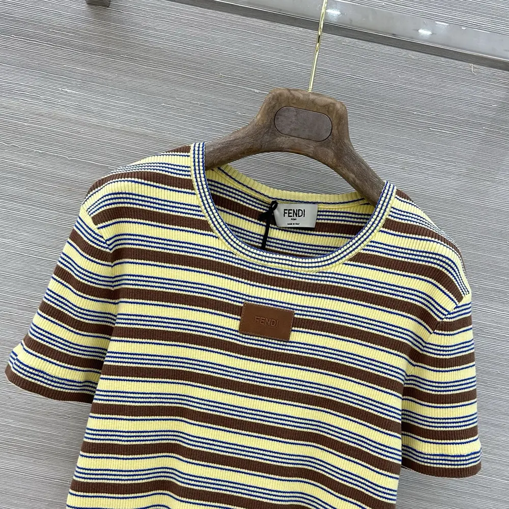 Fendi Women Top Multicolor Striped Cotton Jumper - image 4