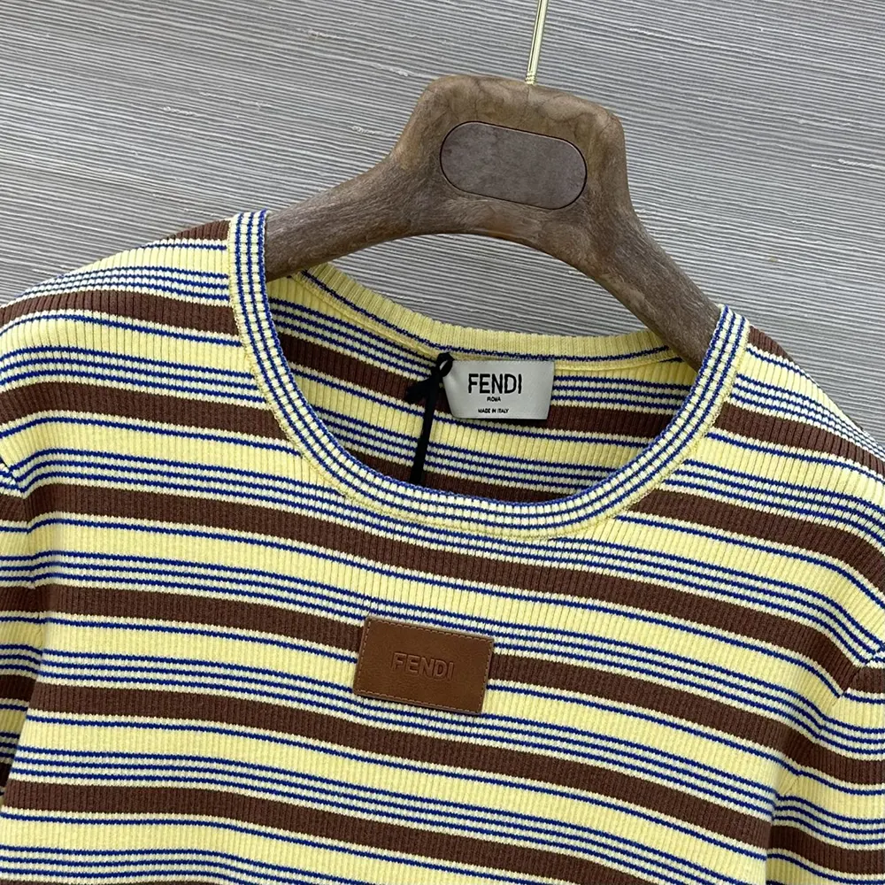 Fendi Women Top Multicolor Striped Cotton Jumper - image 5