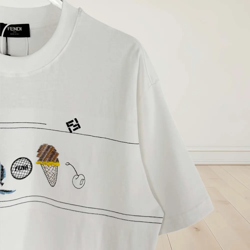 Fendi Men White Cotton T-shirt - image 5