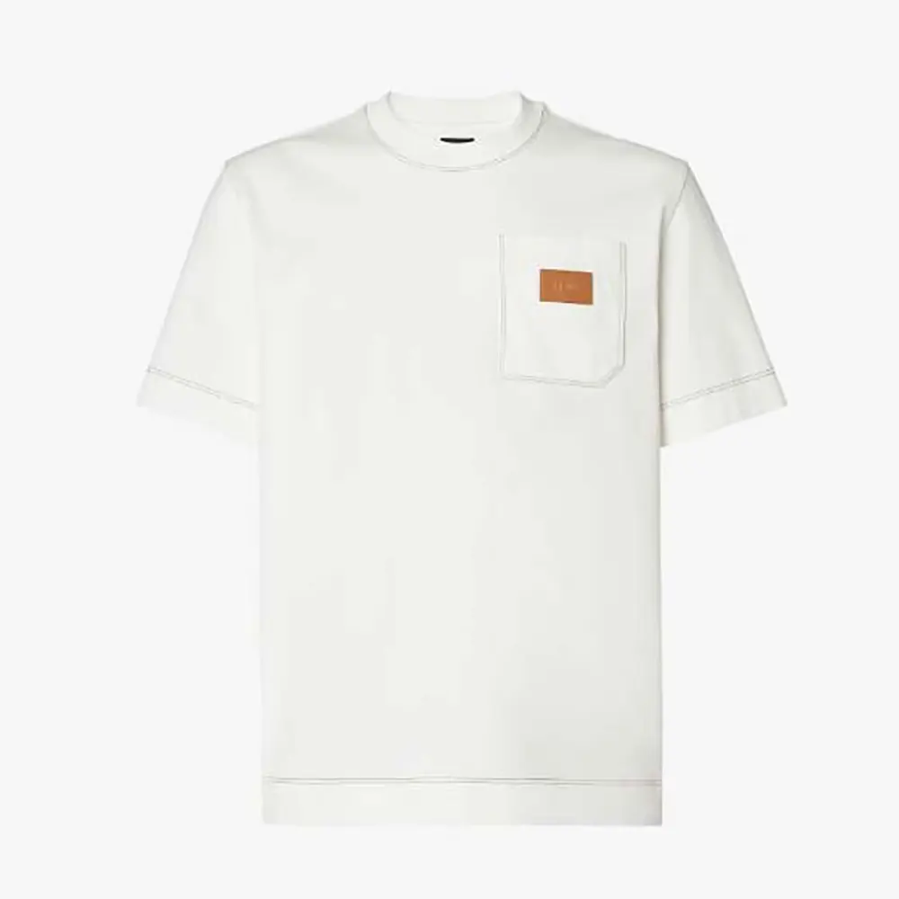 Front view of Fendi Women White Cotton T-shirt on mannequin