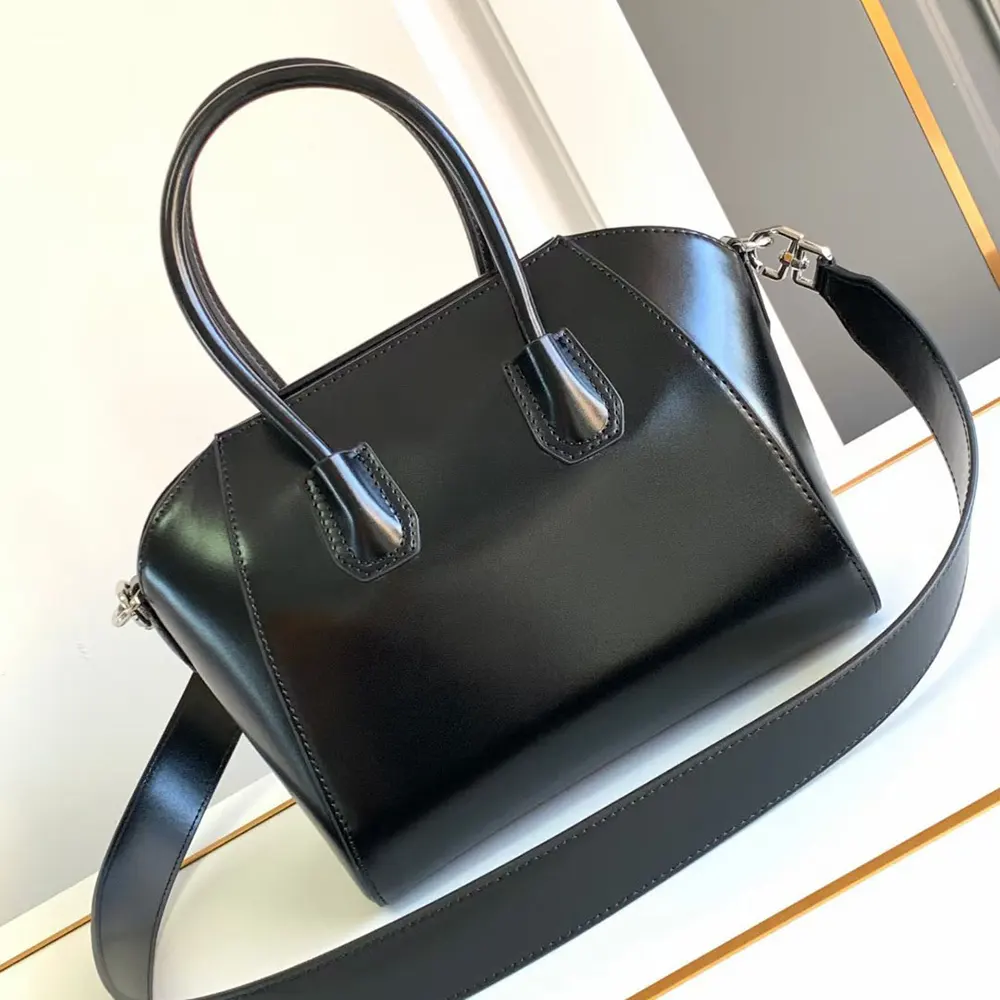 Side angle showing the structured silhouette of Givenchy Women Mini Antigona Bag