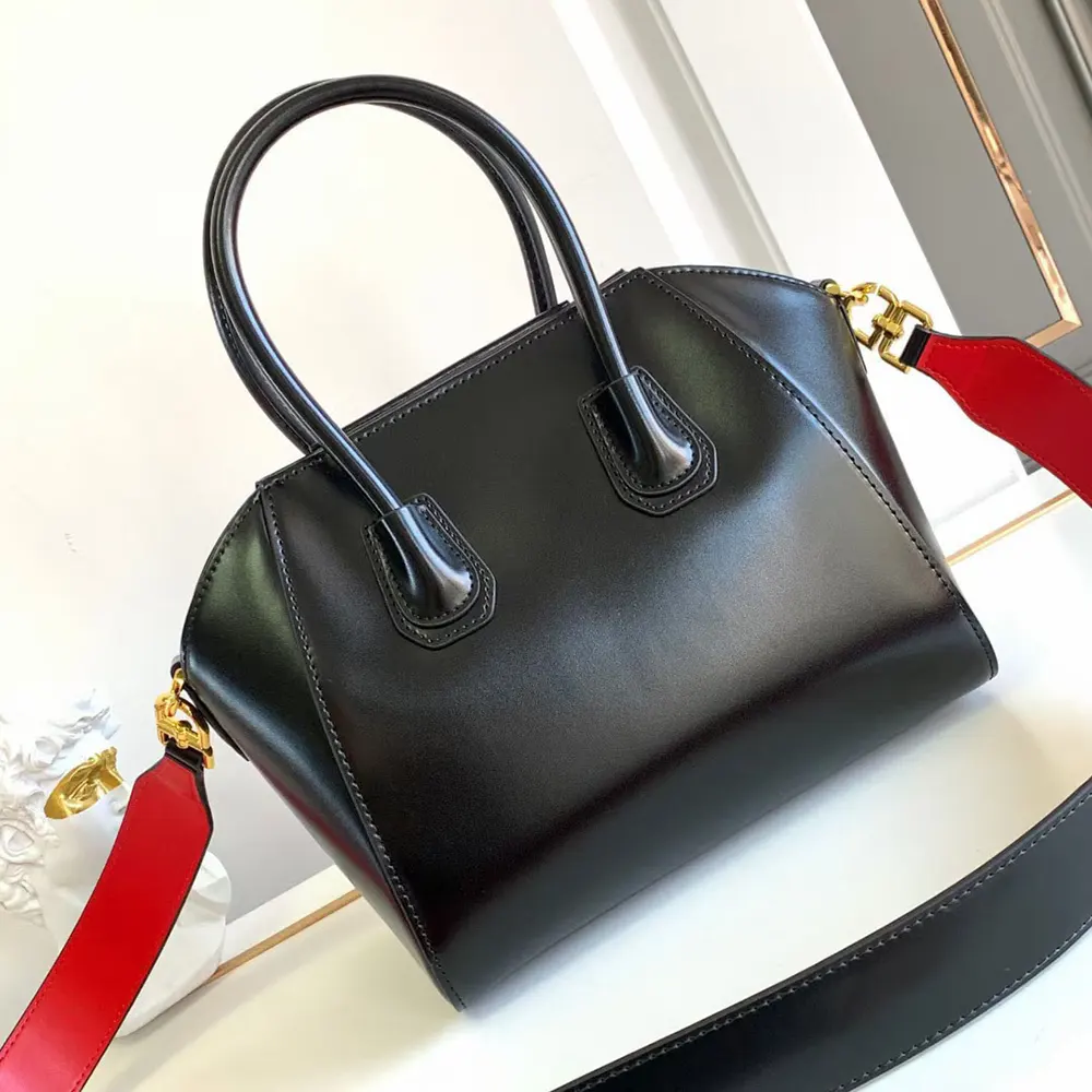 Side angle showing compact silhouette of Givenchy Women Mini Antigona Bag