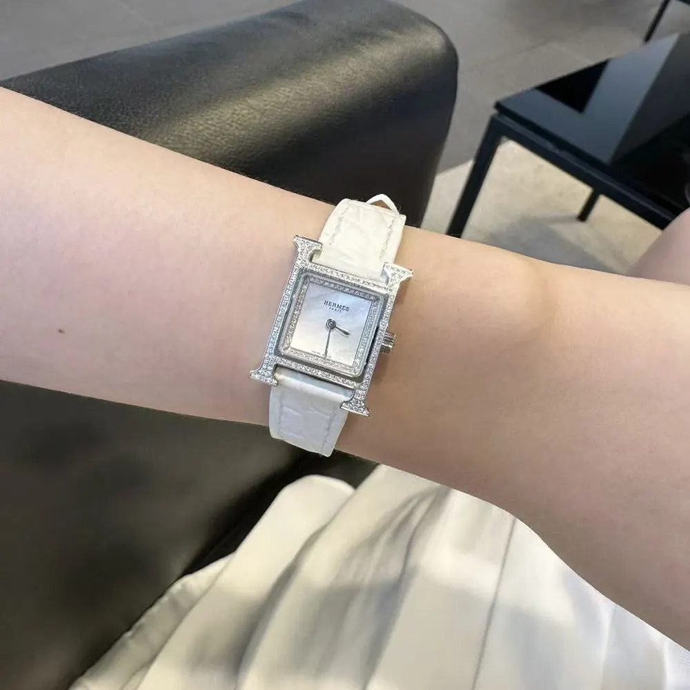 Hermes Women Heure H Watch Mini Model 21 mm-White - image 4