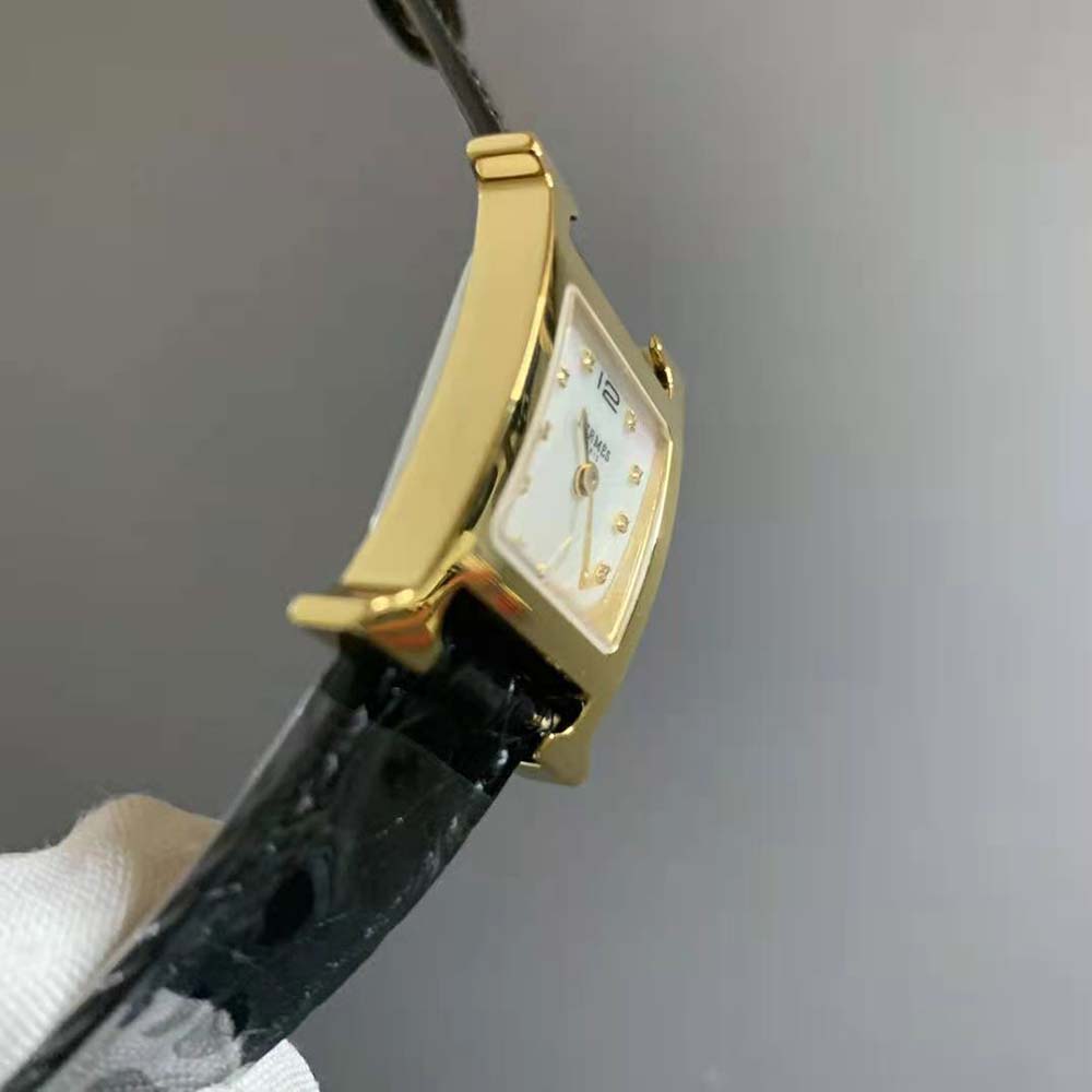 Hermes Women Heure H Watch Mini Model Quartz Movement 21 mm in Rose Gold-Black - image 10