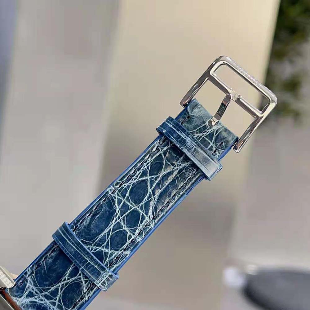 Hermes Women Heure H Watch Small Model Quartz Movement 25 mm in Diamond-set Steel-Navy - image 8