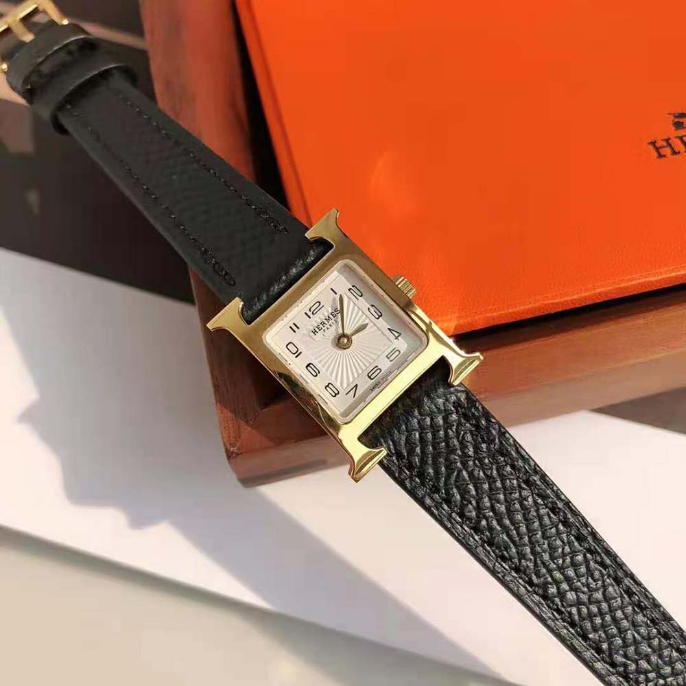 Side angle showing slim profile of Hermes Women Heure H Watch