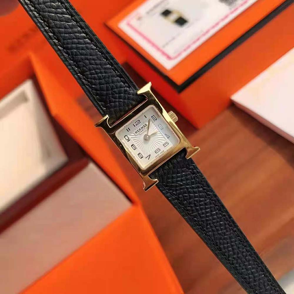Hermes Women Heure H Watch Small Model Quartz Movement 25 mm in Steel-Black - image 4