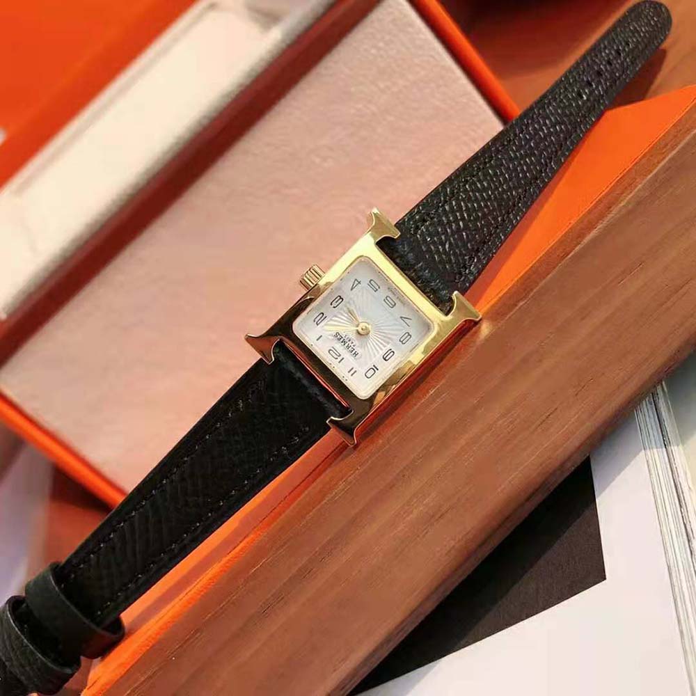Close-up of signature H bezel on Hermes Women Heure H Watch