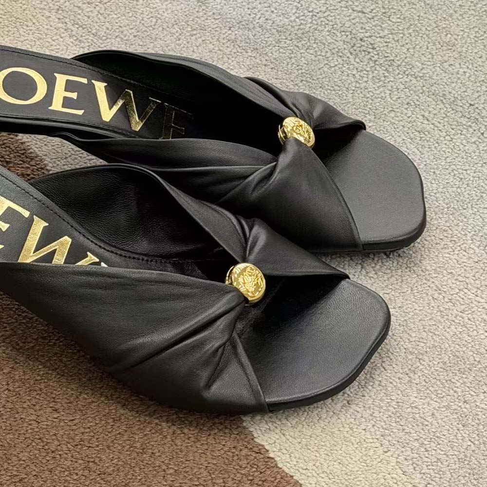 Loewe Women Pebble Soft Slide showcasing low heel and slip-on design
