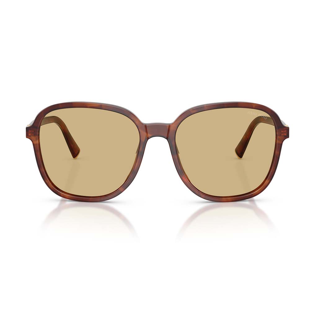 Close-up on gold hardware detail of Miu Miu Women Miu Regard Sunglasses