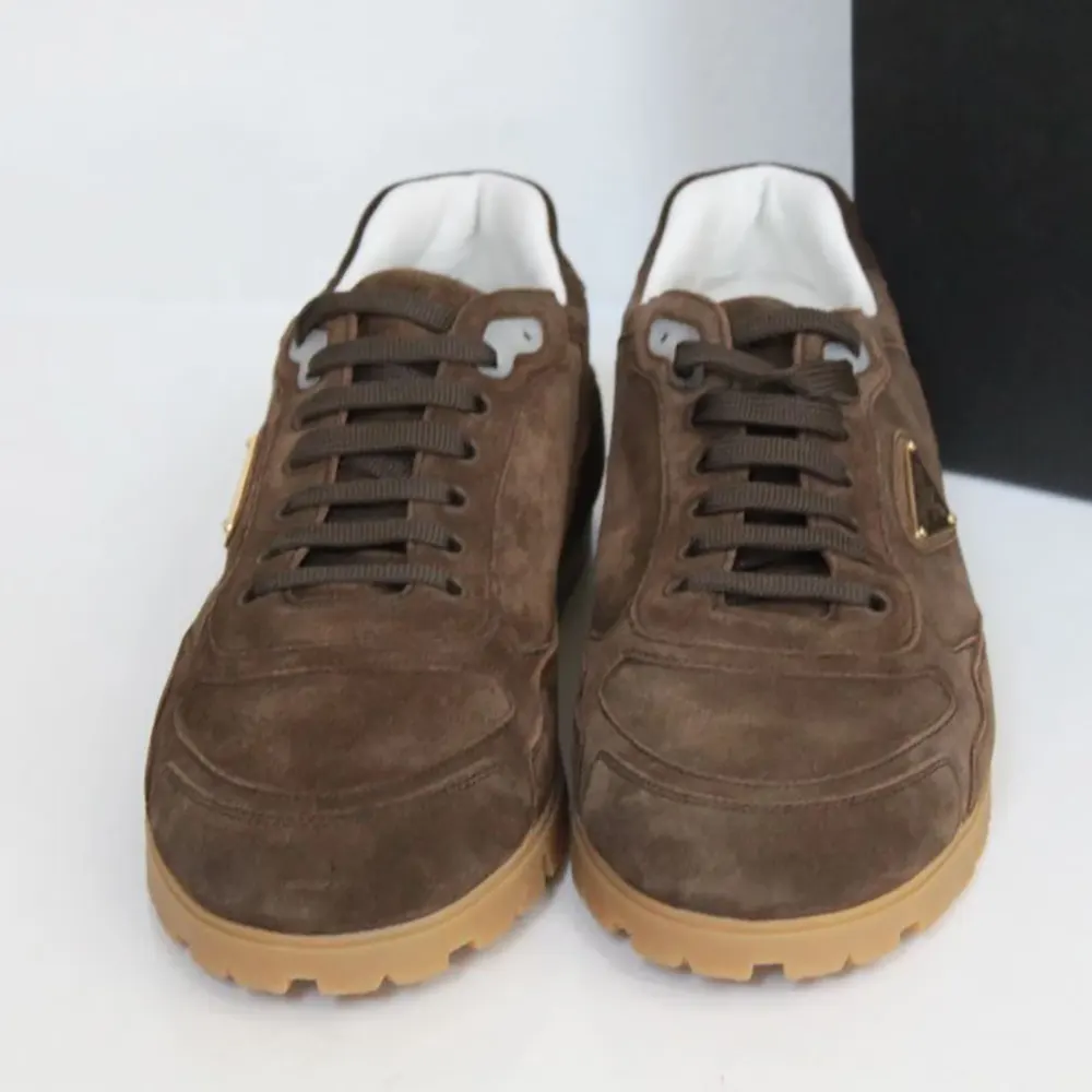 Prada Unisex Trail Brown Suede Lace up Logo Low top Sneaker - image 4