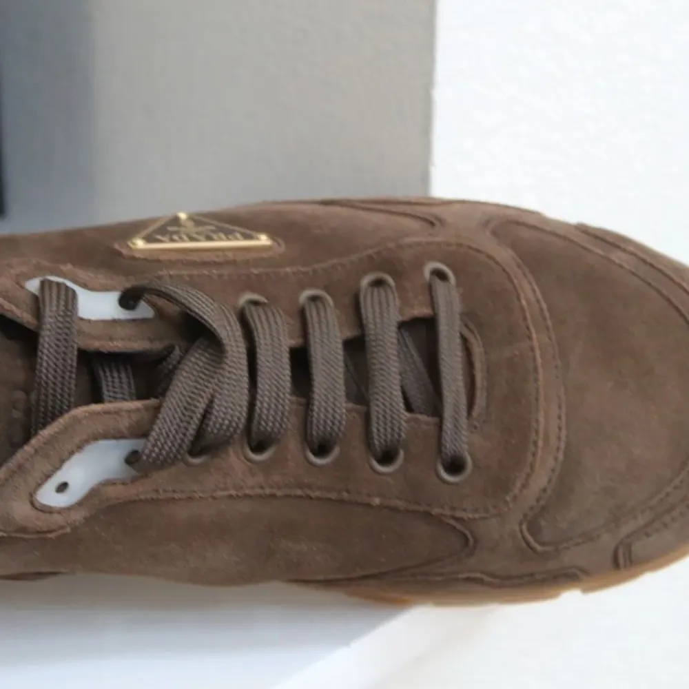 Prada Unisex Trail Brown Suede Lace up Logo Low top Sneaker - image 7
