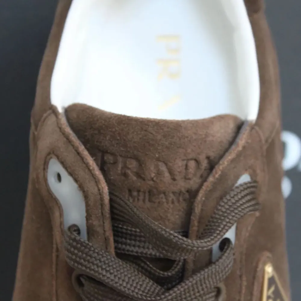 Prada Unisex Trail Brown Suede Lace up Logo Low top Sneaker - image 8