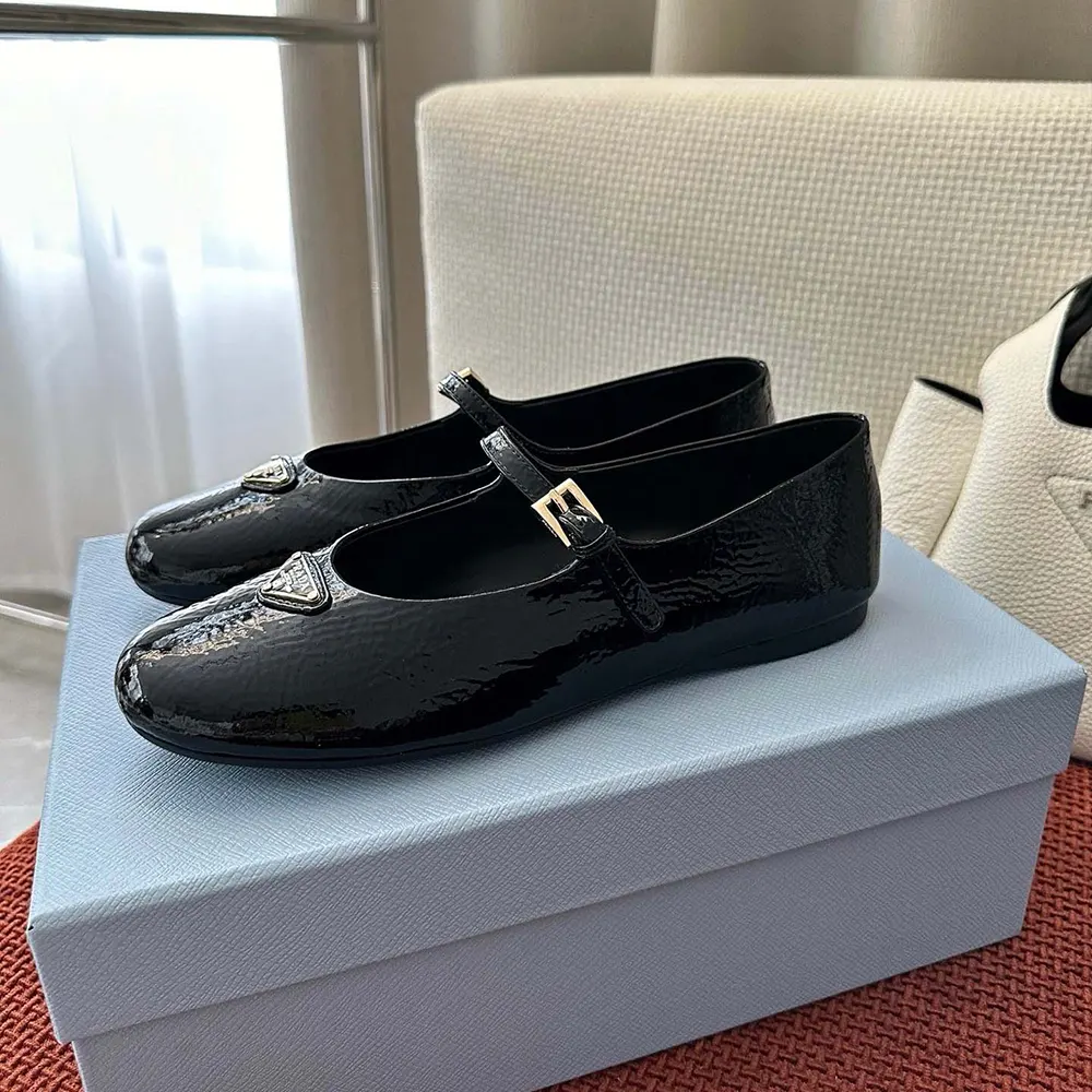 Prada Women Naplak Patent Leather Ballerinas-Black - image 4