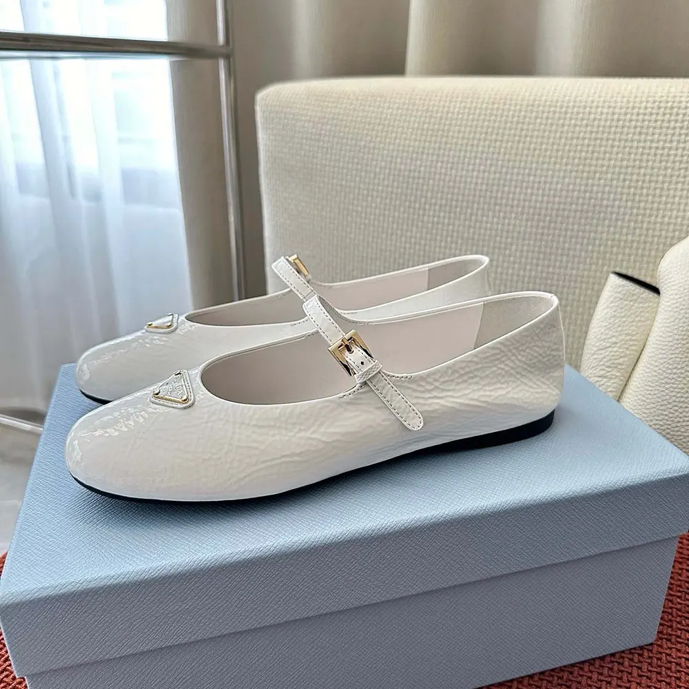 Prada Women Naplak Patent Leather Ballerinas-White - image 6
