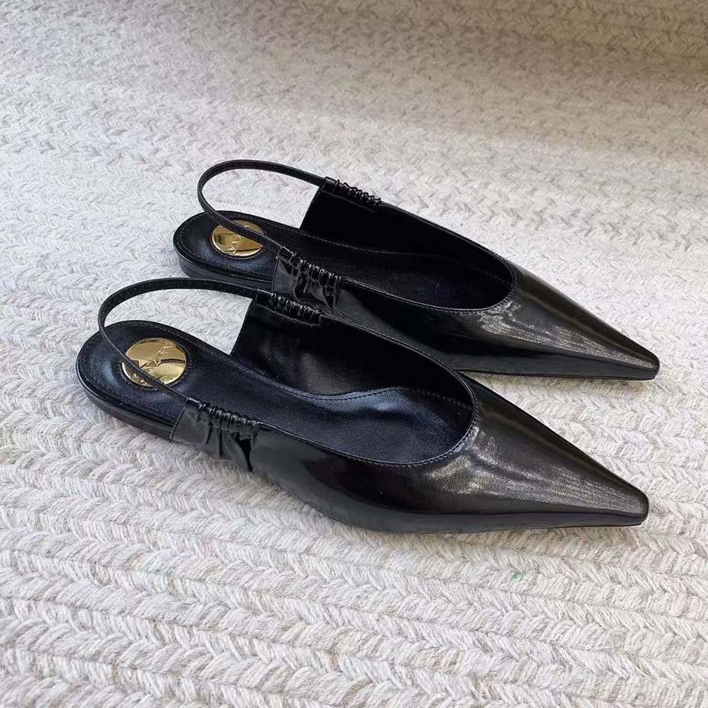 Saint Laurent YSL Women Anne Marie Slingback Flats in Smooth Leather-844421AA - image 4