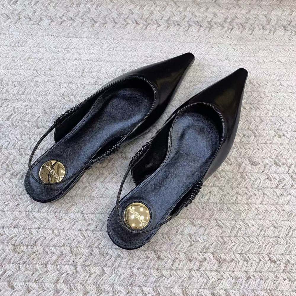 Saint Laurent YSL Women Anne Marie Slingback Flats in Smooth Leather-844421AA - image 5
