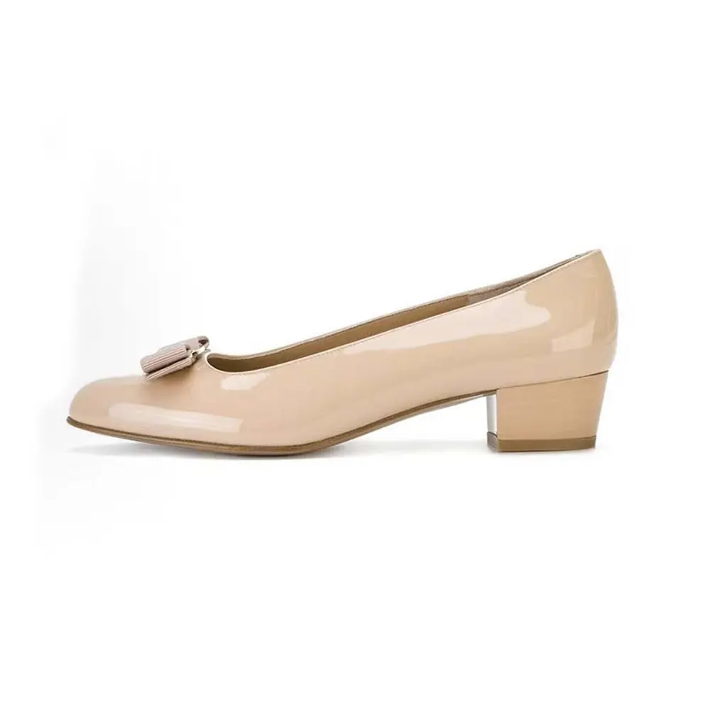 Side view of Salvatore Ferragamo Women Vara Pump 3cm Heel-Sandy