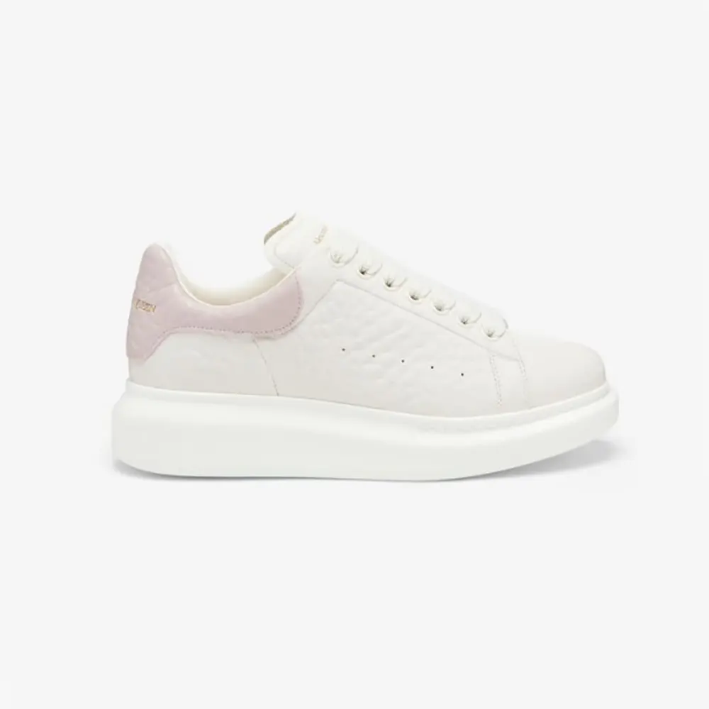 Side profile of Alexander Mcqueen Unisex Oversized Sneaker off white pink