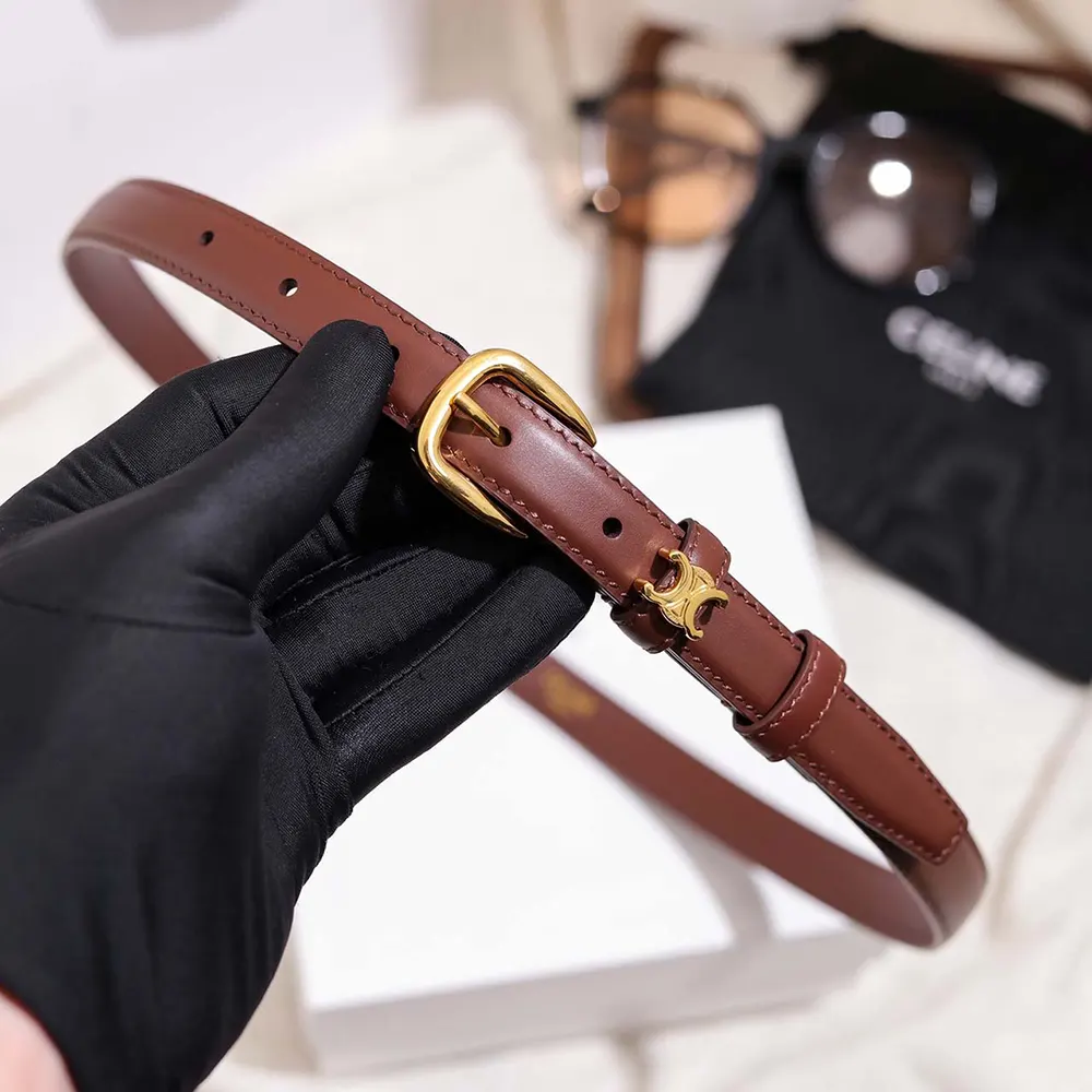 Celine Women Vivienne Belt 25Mm In Taurillon Leather-Dark Brown - image 4