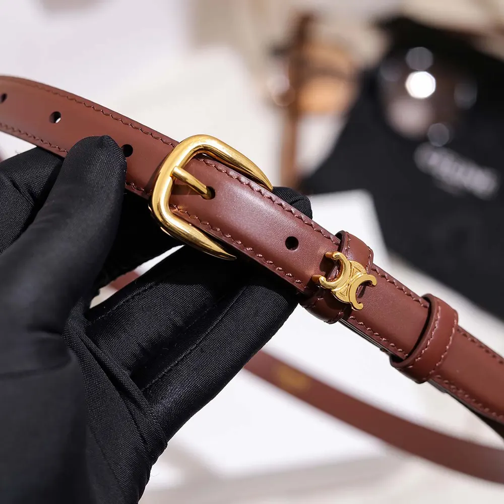 Celine Women Vivienne Belt 25Mm In Taurillon Leather-Dark Brown - image 5