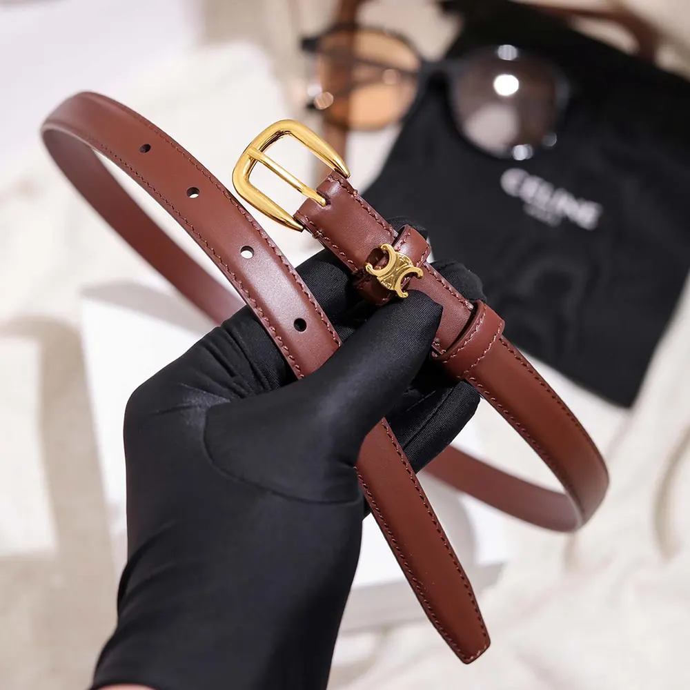 Close-up of signature Vivienne buckle on Celine Women Vivienne Belt 25Mm