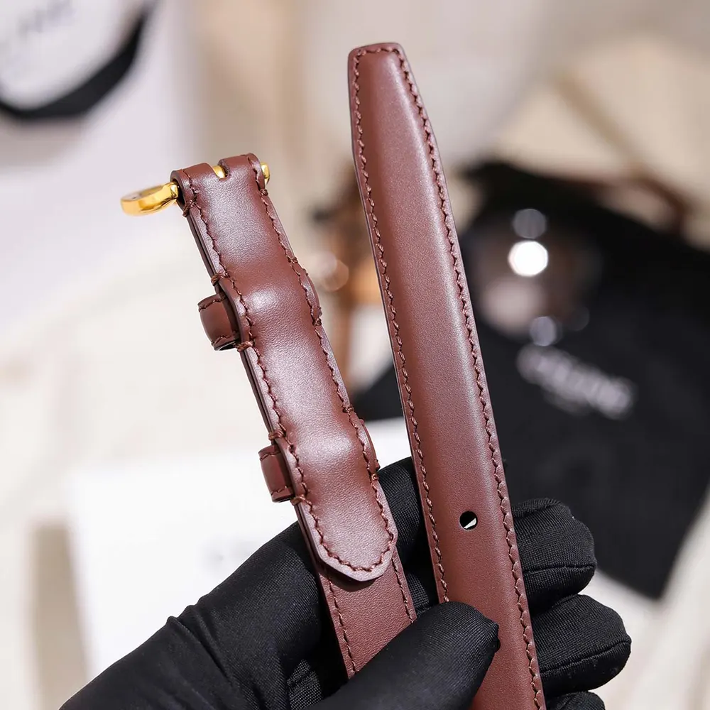 Celine Women Vivienne Belt 25Mm In Taurillon Leather-Dark Brown - image 9