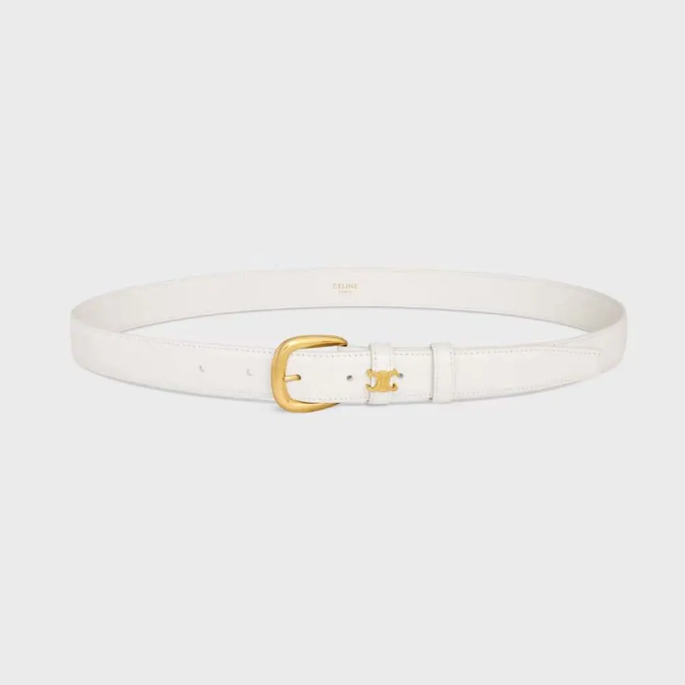 Front view of Celine Women Vivienne Belt 25Mm In Taurillon Leather-White