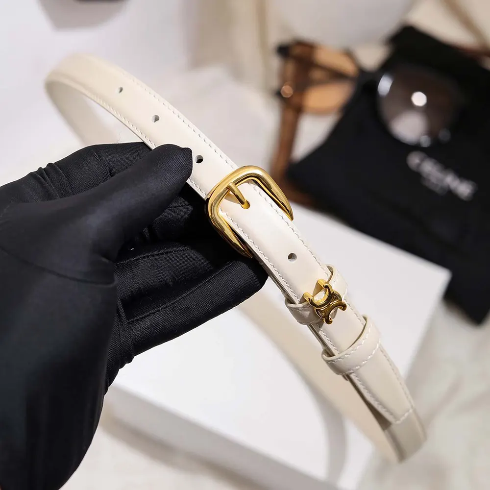 Celine Women Vivienne Belt 25Mm In Taurillon Leather-White - image 7