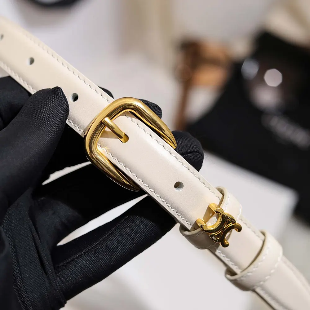 Celine Women Vivienne Belt 25Mm In Taurillon Leather-White - image 6