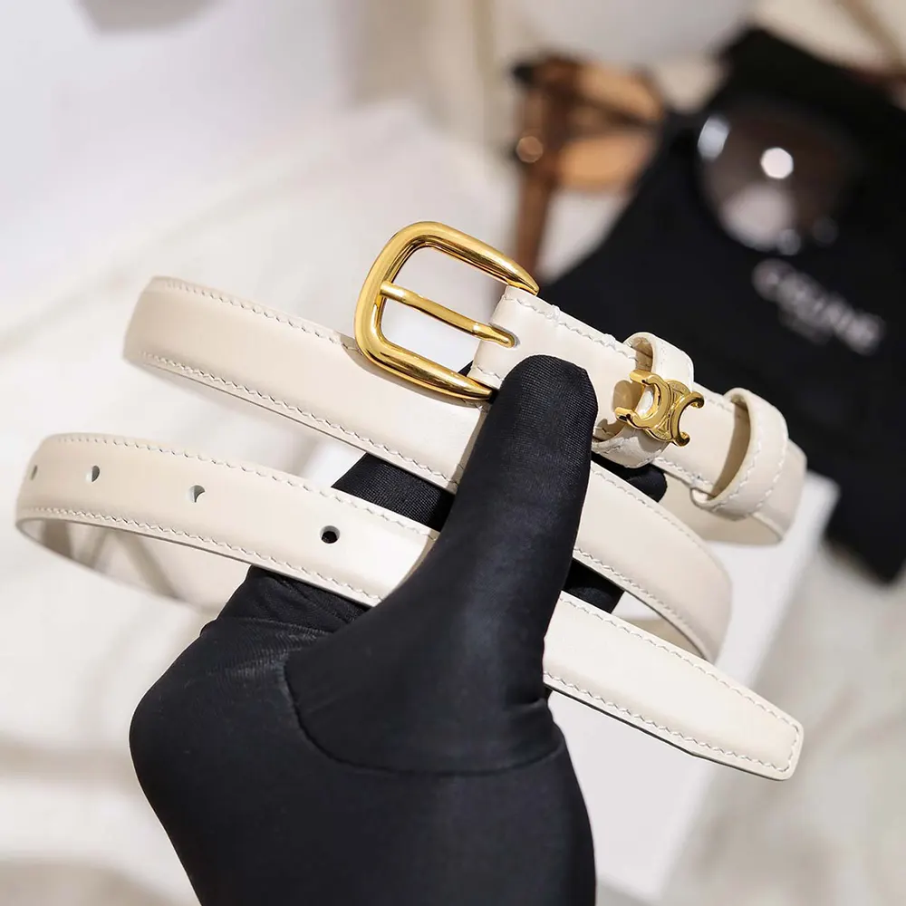 Celine Women Vivienne Belt 25Mm In Taurillon Leather-White - image 5