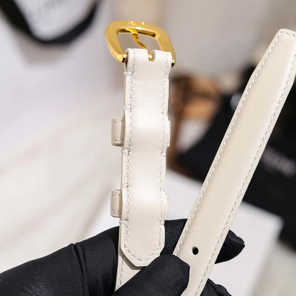 Celine Women Vivienne Belt 25Mm In Taurillon Leather-White - image 8