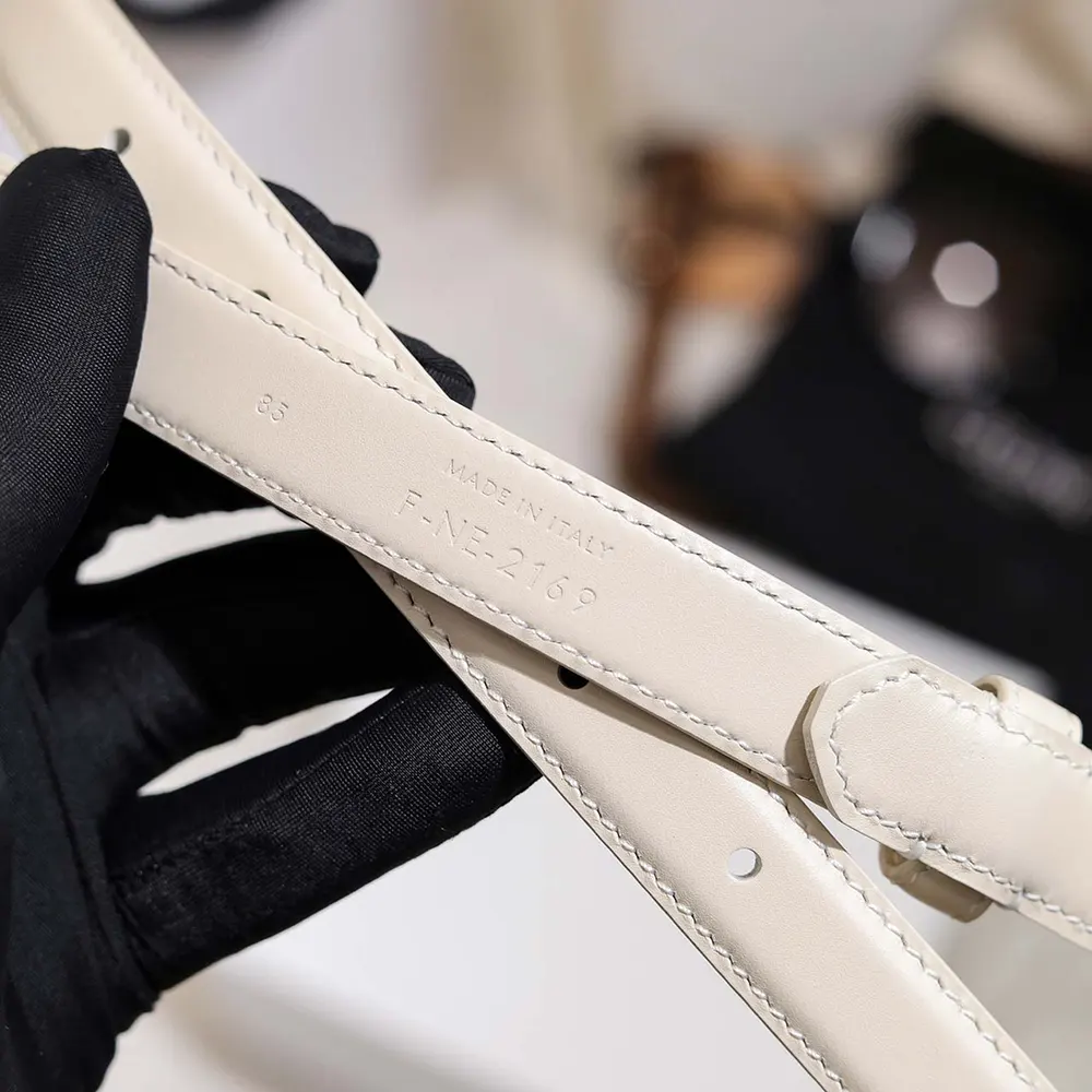 Celine Women Vivienne Belt 25Mm In Taurillon Leather-White - image 9