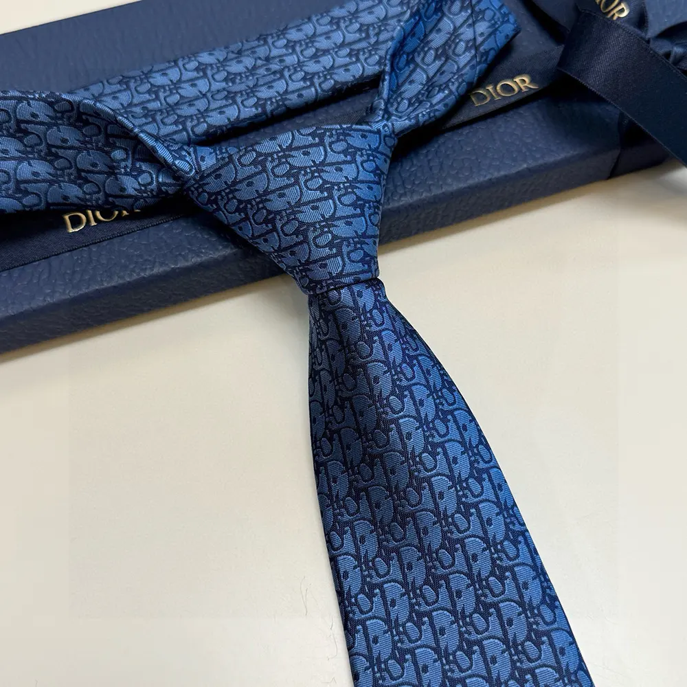 Dior Men Oblique Tie Blue and Black Silk - image 9